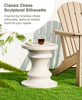 Glitzhome Multi-functional Faux Terrazzo Chess Garden Stool or Planter Stand or Accent Table