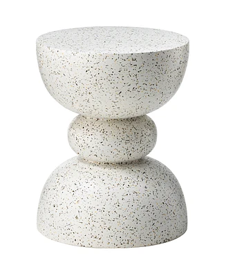 Glitzhome Multi-functional Faux Terrazzo Garden Stool or Plant Stand or Accent Table