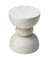 Glitzhome Multi-functional Faux Terrazzo Garden Stool or Plant Stand or Accent Table
