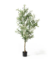 Glitzhome 6ft. Faux Olive Tree in Pot