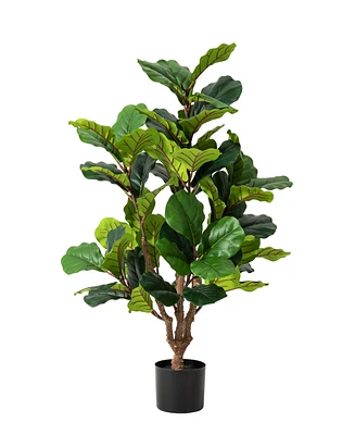 Glitzhome 3.5ft. Faux Fiddle Leaf Fig Tree in Pot