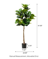Glitzhome 5ft. Faux Fiddle Leaf Fig Tree in Pot