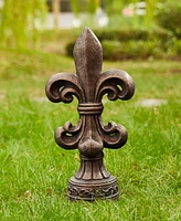 Glitzhome Bronze Standing Fleur De Lis Garden Statue