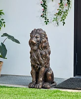 Glitzhome Oversized Bronze Sitting Lion Garden Statue