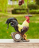 Glitzhome Resin Solar Powered Vibrant Rooster Garden Statue