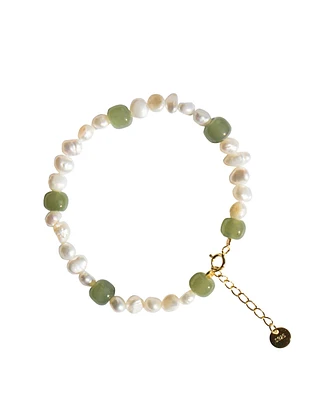 seree Isabelle - Pearl and green jade bracelet