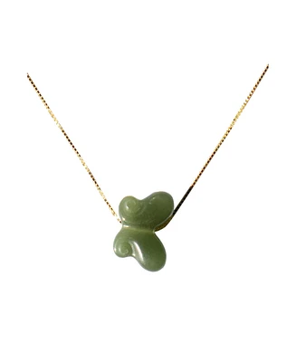 seree Butterfly - Green jade pendant necklace