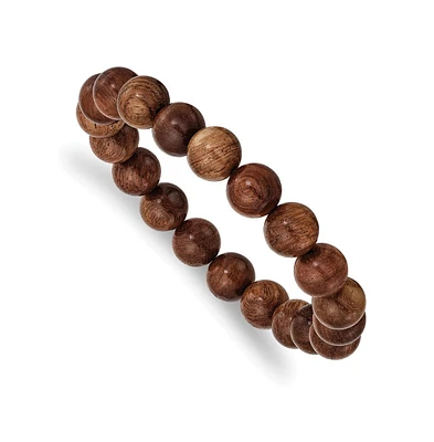 Chisel 10mm Burma Padauk Wood Beaded Stretch Bracelet