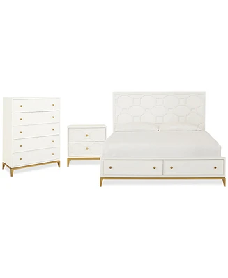 Chelsea 3-Pc. Bedroom Set (King Storage Bed, Chest & Nightstand)