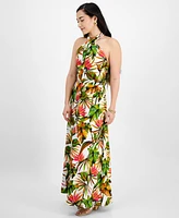 I.n.c. International Concepts Petite Linen-Blend Halter Maxi Dress, Created for Macy's