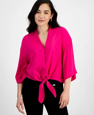 I.n.c. International Concepts Petite Tie-Front Blouse, Created for Macy's
