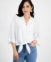 I.n.c. International Concepts Petite Tie-Front Blouse, Created for Macy's