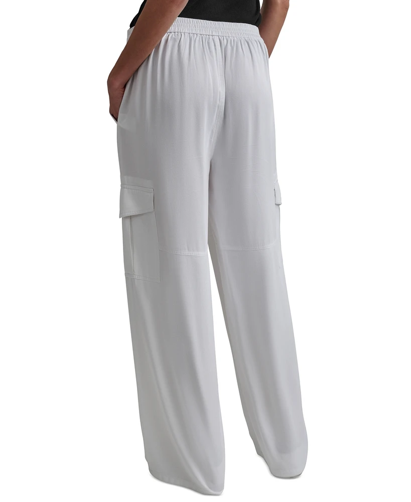 Dkny Women's Pull-On Twill Wide-Leg Cargo Pants