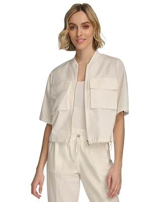 Calvin Klein Women's Cropped Cotton Bomber Jacket
