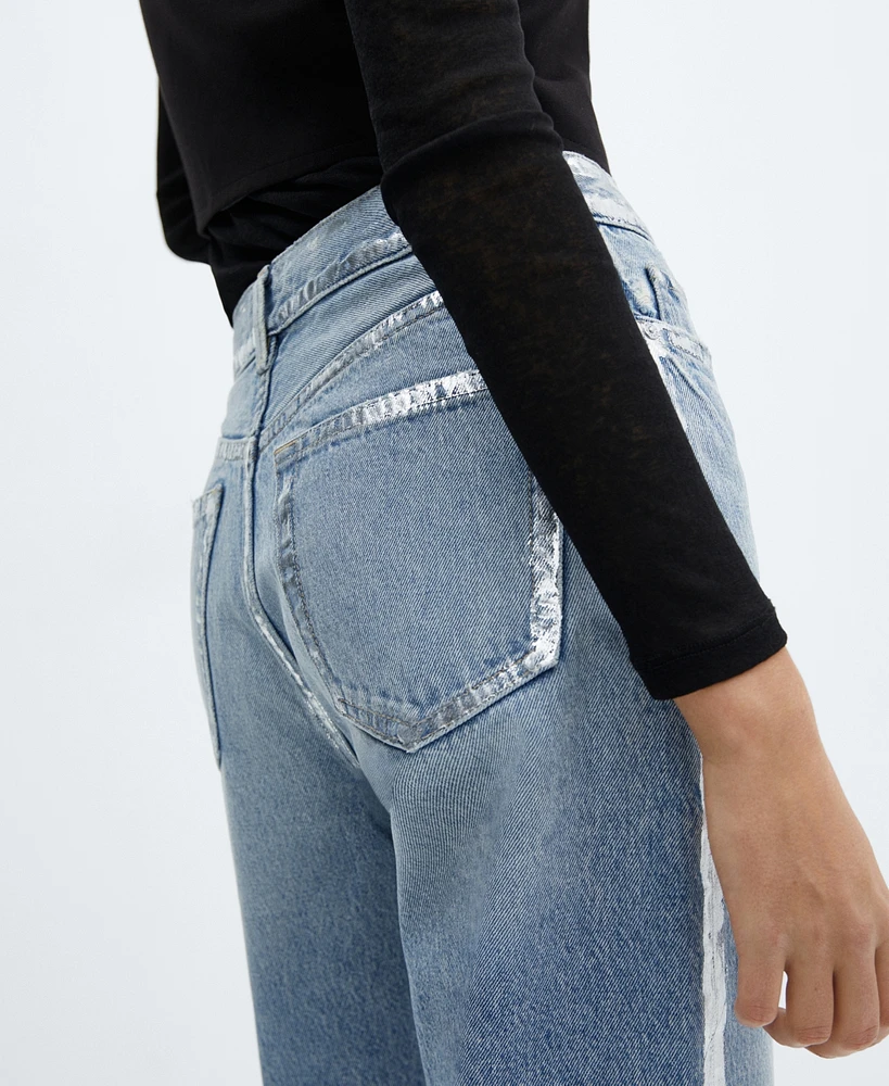 Mango Women's Forward Seams Detail Straight Jeans