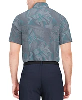 Pga Tour Men's Stretch Moisture-Wicking Palm-Print Golf Polo Shirt