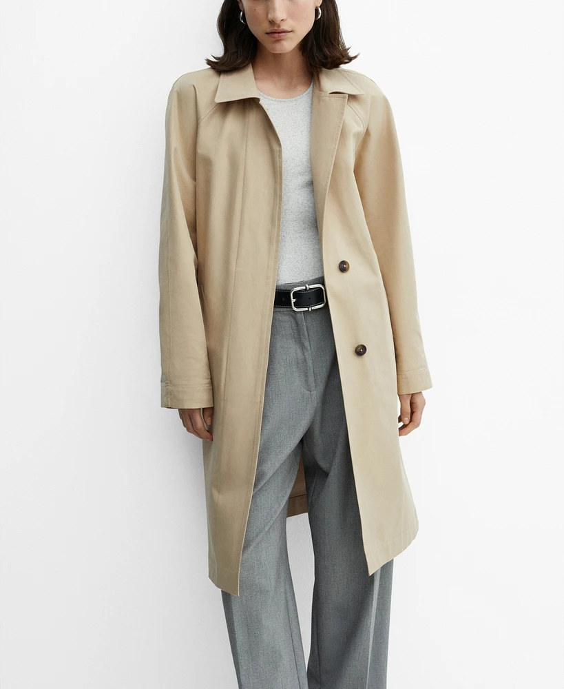 Mango Women's Belted Cotton Trench Coat