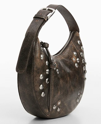 Mango Women's Stud Leather Bag