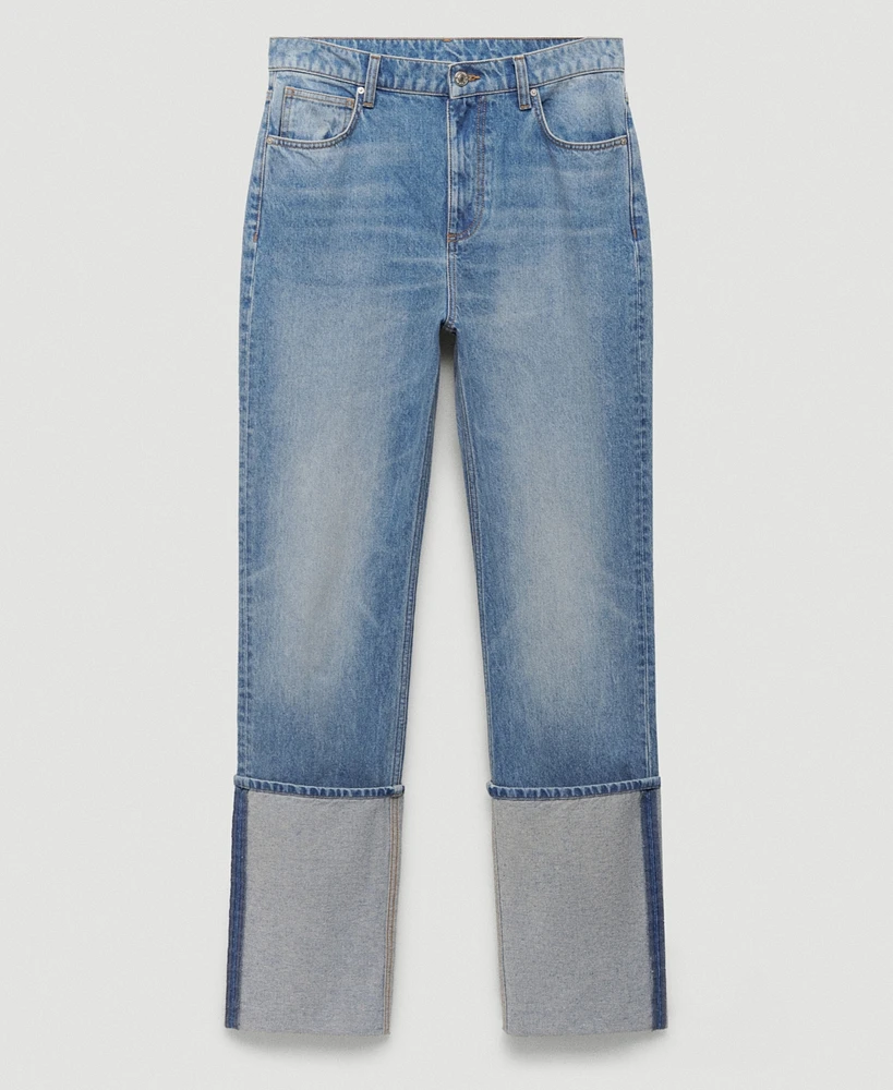 Mango Women's Turned-Up Straight Jeans