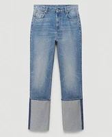 Mango Women's Turned-Up Straight Jeans