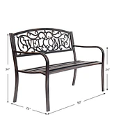 Sugift Garden Bench with Elegant Bronze Finish and Durable Metal Frame