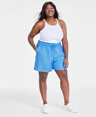On 34th Trendy Plus Linen-Blend Shorts, Created for Macy's