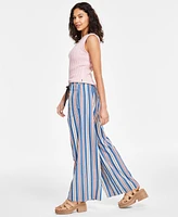 Nautica Jeans Women's Striped Elastic-Waist Wide-Leg Pants