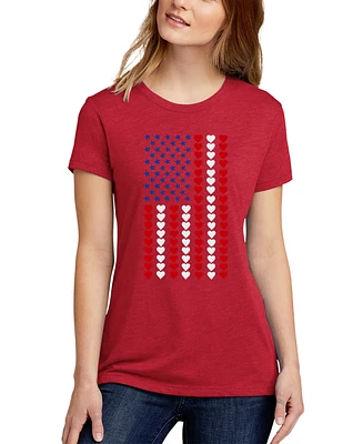 La Pop Art Women's Premium Blend Word Art Heart Flag T-Shirt