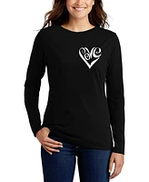 La Pop Art Women's Word Script Heart Long Sleeve T-Shirt