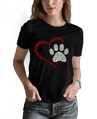 La Pop Art Women's Word Paw Heart T-Shirt