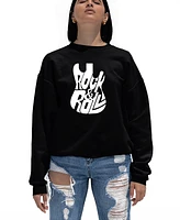 La Pop Art Women's Word Rock And Roll Guitar Crewneck Sweatshirt