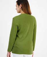 Ak Anne Klein Petite Newport Open-Front Long-Sleeve Cardigan