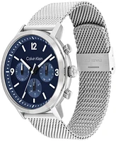 Calvin Klein Men's Gauge Silver Stainless Steel Mesh Watch 44mm