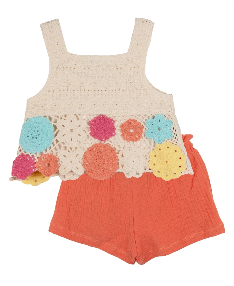 Rare Editions Baby Girl Crochet Short Set