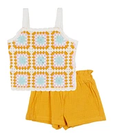 Rare Editions Baby Girl Patterned Crochet Short Set