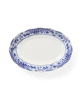 Spode Blue Italian Brocato Oval Fluted Dish Set Of 2