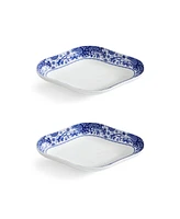 Spode Blue Italian Brocato Diamond Dishes, Set Of 2