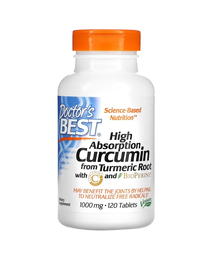 Doctor's Best High Absorption Curcumin , 1,000 mg, 120 Tablets, Dietary Supplements - Assorted Pre