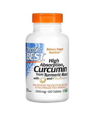 Doctor's Best High Absorption Curcumin , 1,000 mg, 120 Tablets, Dietary Supplements - Assorted Pre