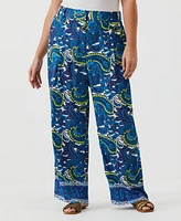 Ella Rafaella Plus Paisley Print High Rise Wide Leg Pant