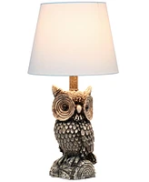 Simple Designs Woodland 19.85" Tall Contemporary Polyresin Night Owl Novelty Bedside Table Desk Lamp