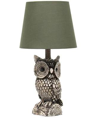 Simple Designs Woodland 19.85" Tall Contemporary Polyresin Night Owl Novelty Bedside Table Desk Lamp