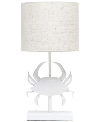 Simple Designs Shoreside 18.25" Tall Coastal White and Polyresin Pinching Crab Shaped Bedside Table Desk Lamp