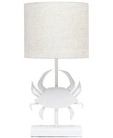 Simple Designs Shoreside 18.25" Tall Coastal White and Polyresin Pinching Crab Shaped Bedside Table Desk Lamp