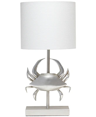 Simple Designs Shoreside 18.25" Tall Coastal White and Polyresin Pinching Crab Shaped Bedside Table Desk Lamp