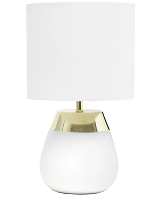 Simple Designs 14" Tall Modern Contemporary Two Toned Metallic Gold and White Metal Bedside Table Desk Lamp