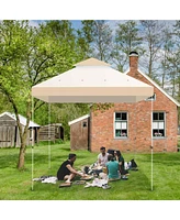 Yescom 8x8Ft 2-Tier Gazebo Top Replacement UV30+ for 2 Tier Outdoor Patio Canopy Cover Party Backyard Garden Sand+Ivory