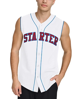 Starter Men's Regular-Fit Logo Embroidered Sleeveless Button-Down Baseball Jersey