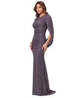 Betsy & Adam Women's Glitter-Lace Capelet Gown