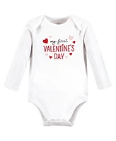 Hudson Baby Girls Cotton Long-Sleeve Bodysuits, Valentine Sweetheart